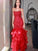 Trumpet/Mermaid Sequin Organza Halter Sleeveless Floor-Length Dresses