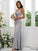 Charmeuse Square Ruffles Sheath/Column Sleeveless Floor-Length Bridesmaid Dresses