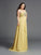 One-Shoulder Chiffon A-Line/Princess Sleeveless Long Rhinestone Plus Size Dresses