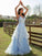 Lace Tulle A-Line/Princess V-neck Sleeveless Floor-Length Dresses