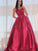 Ruffles Sleeveless A-Line/Princess V-neck Satin Floor-Length Dresses