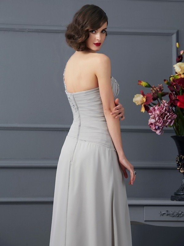 Long Chiffon of One-Shoulder Beading Mother Sleeveless A-Line/Princess the Bride Dresses