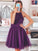 Tulle Halter Sleeveless A-Line/Princess Beading Short/Mini Homecoming Dresses