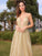 V-neck Sweep/Brush A-Line/Princess Train Sleeveless Ruched Tulle Dresses