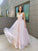 Sleeveless V-neck Applique A-Line/Princess Tulle Floor-Length Dresses