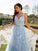 Lace Tulle A-Line/Princess V-neck Sleeveless Floor-Length Dresses