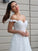 Tulle Off-the-Shoulder Applique Sleeveless A-Line/Princess Sweep/Brush Train Wedding Dresses