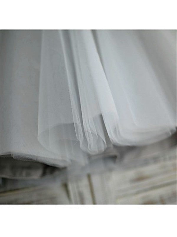 Tea-Length Sequin A-line/Princess Tulle Sleeves Short Scoop Flower Girl Dresses