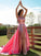 Sleeveless Satin Sequin Woven One-Shoulder Elastic A-Line/Princess Sweep/Brush Train Dresses