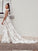 V-neck Sweep/Brush Sleeveless Sheath/Column Applique Tulle Train Wedding Dresses
