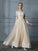 Floor-Length Lace Long Sleeves A-Line/Princess Off-the-Shoulder Tulle Wedding Dresses