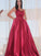 Ruffles Sleeveless A-Line/Princess V-neck Satin Floor-Length Dresses