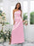 Ruched Woven One-Shoulder Elastic Sheath/Column Satin Sleeveless Floor-Length Bridesmaid Dresses