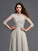 3/4 Sleeves A-Line/Princess Applique Scoop Long Chiffon Dresses