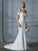 Sweep/Brush Lace Sleeveless Chiffon Off-the-Shoulder Trumpet/Mermaid Train Wedding Dresses