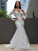 Sweep/Brush Applique Off-the-Shoulder Sleeves Long Trumpet/Mermaid Tulle Train Wedding Dresses