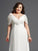 Off-the-Shoulder Sleeves Short Chiffon A-Line/Princess Long Ruched Plus Size Dresses