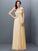 Hand-Made Sleeveless Strapless Flower A-Line/Princess Long Chiffon Bridesmaid Dresses