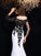 Long Scoop Lace Sleeves Sheath/Column Long Chiffon Dresses