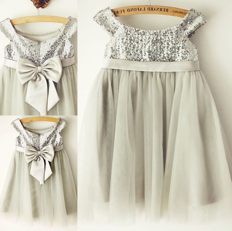 Tulle Knee-Length Sleeveless Bowknot Bateau A-Line/Princess Flower Girl Dresses