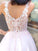 Sleeveless V-neck Applique A-Line/Princess Tulle Floor-Length Dresses