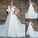Long A-Line/Princess V-neck Sleeves Tulle Court Ruffles Train Wedding Dresses
