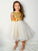 A-Line/Princess Sequin Sleeveless Organza Tea-Length Scoop Flower Girl Dresses