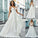 Beading Organza Sweep/Brush V-neck A-Line/Princess Sleeveless Train Wedding Dresses